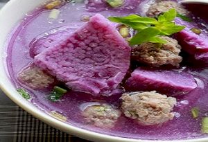 Canh khoai mỡ nấu thịt bằm